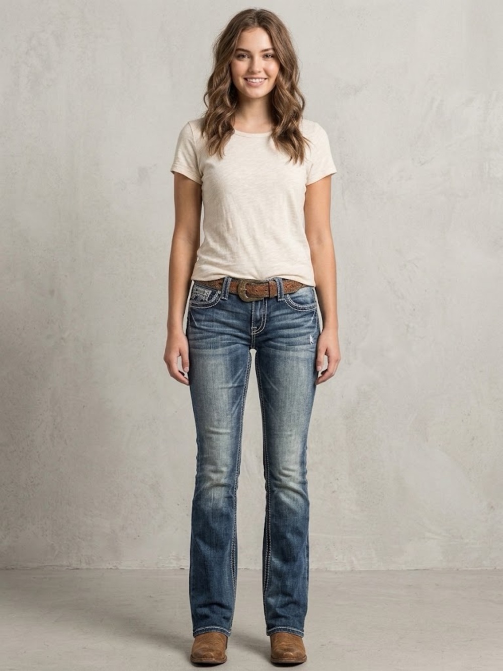 Miss Me Blue Boot Cut Jeans with Faded Whiskering